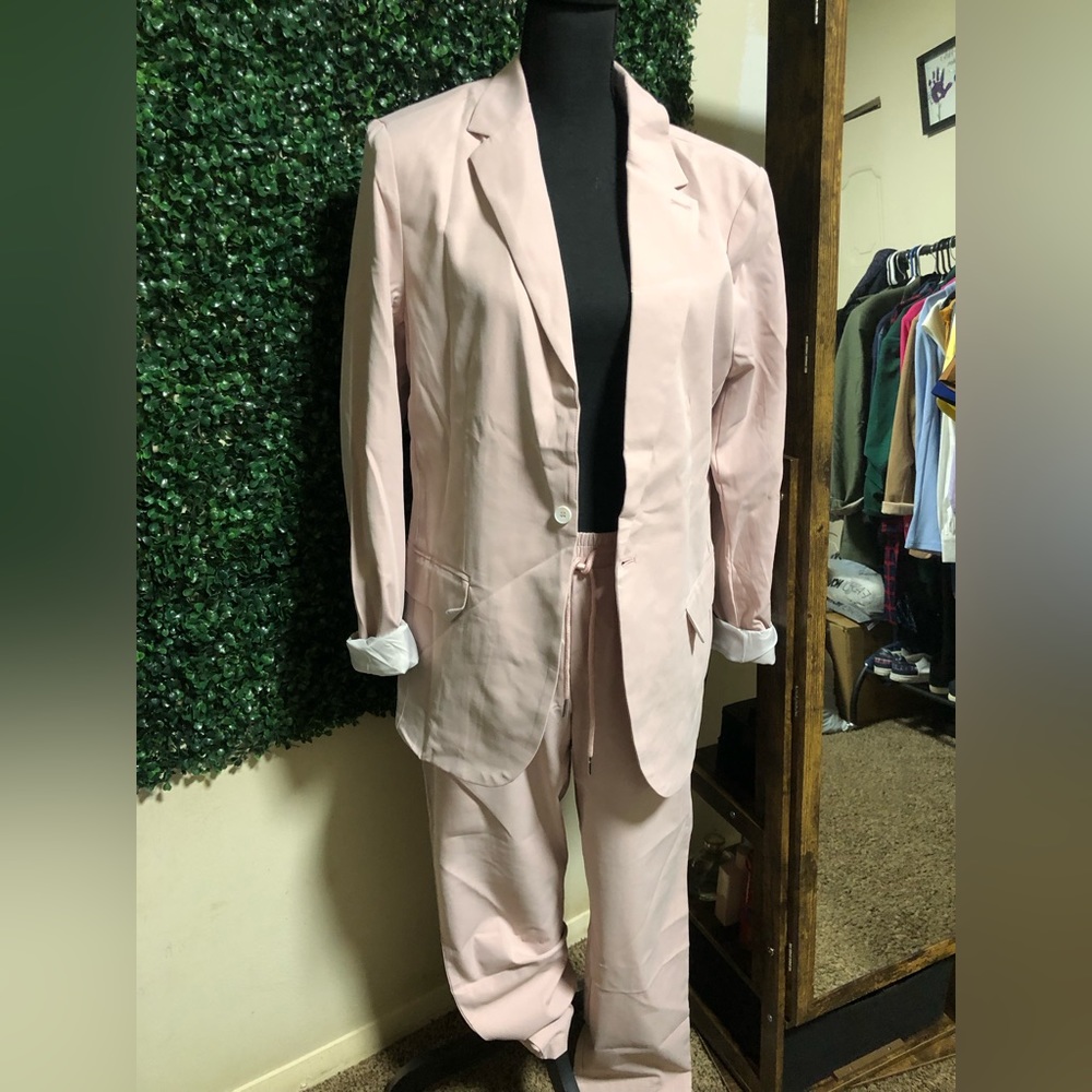 Shein Pastel Pink Pants & Blazer Set